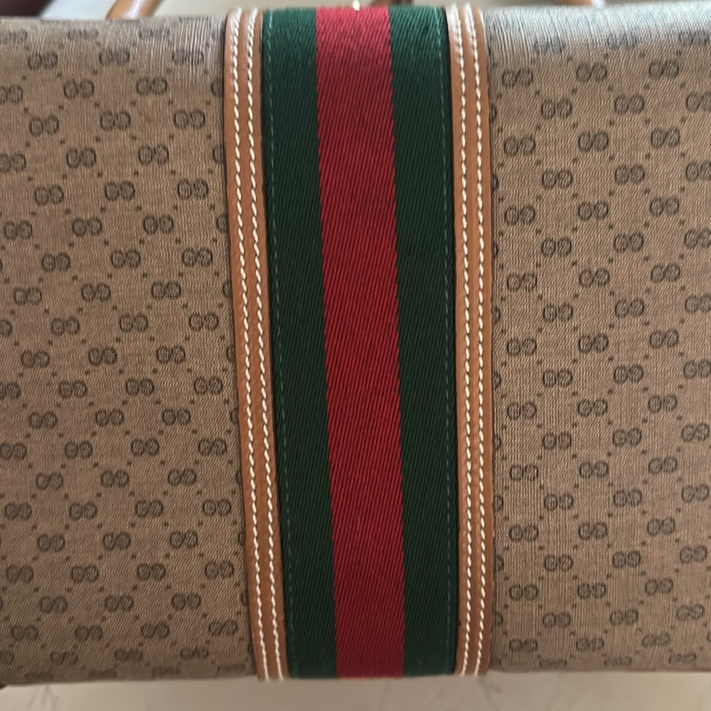 GUCCI micro GG Tan w/ key clean Train case Vanity travel Vintage Authentic - Picture 11 of 11